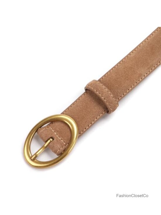 Genuine Suede Leather Elegant Women\'s Belt 1.1\'\' Wide